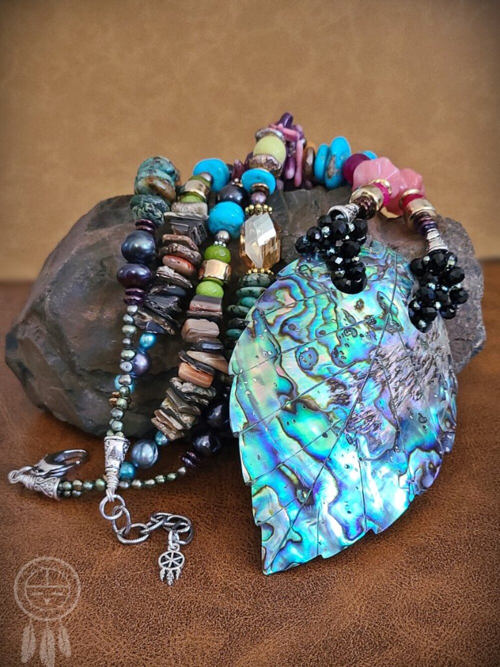 "ABALONE ADVENTURE" Artisan Crafted Statement Necklace - Picture 7 of 13